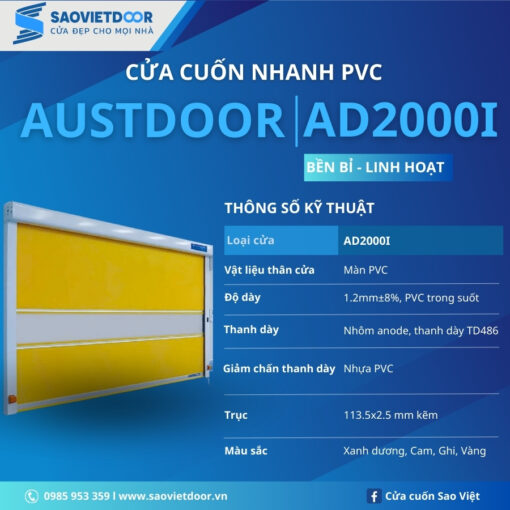 Cửa Cuốn Nhanh PVC Austdoor AD2000I Chính Hãng
