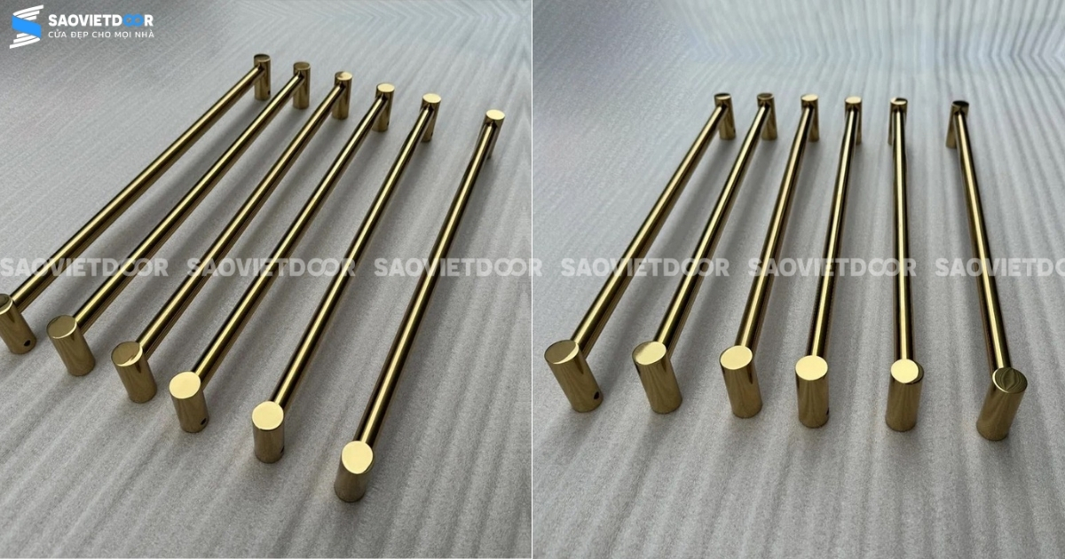 Tay nắm cửa đại sảnh inox mạ vàng
