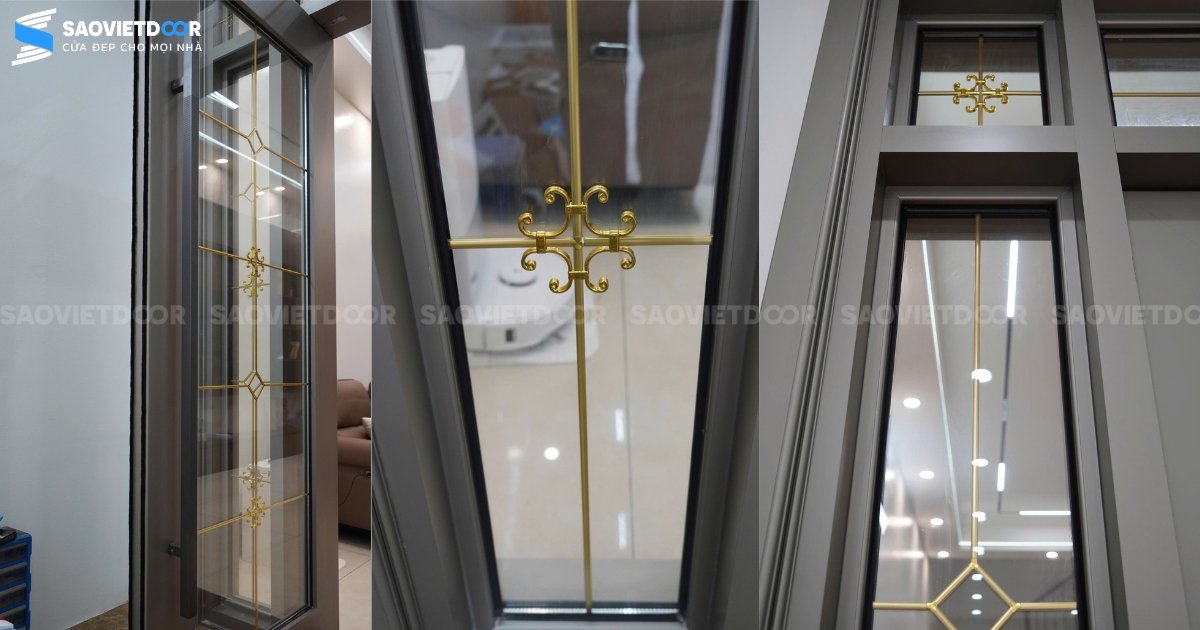 Các chi tiết trên bộ cửa nhôm Maxpro cao cấp.