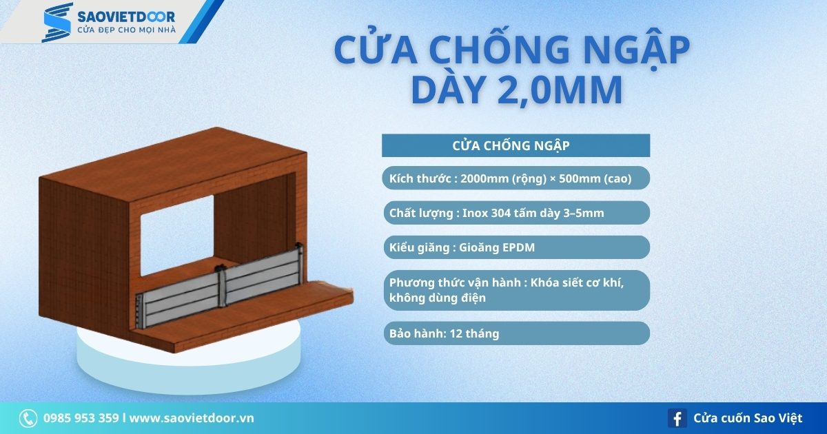 Cửa Chống Ngập Dày 2,0mm 21 Thông Số Kỹ Thuật Cửa Chống Ngập Độ Dày 2,0mm