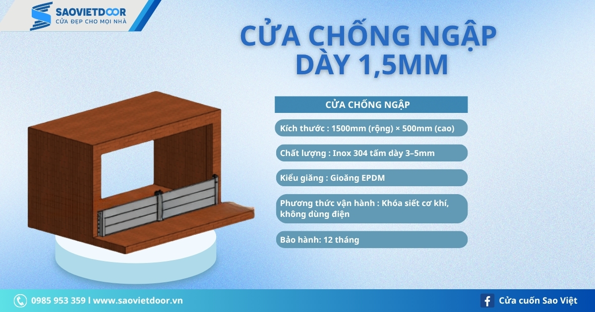 Cửa Chống Ngập Dày 1,5mm 21 Thông Số Kỹ Thuật Cửa Chống Ngập Độ Dày 1,5mm