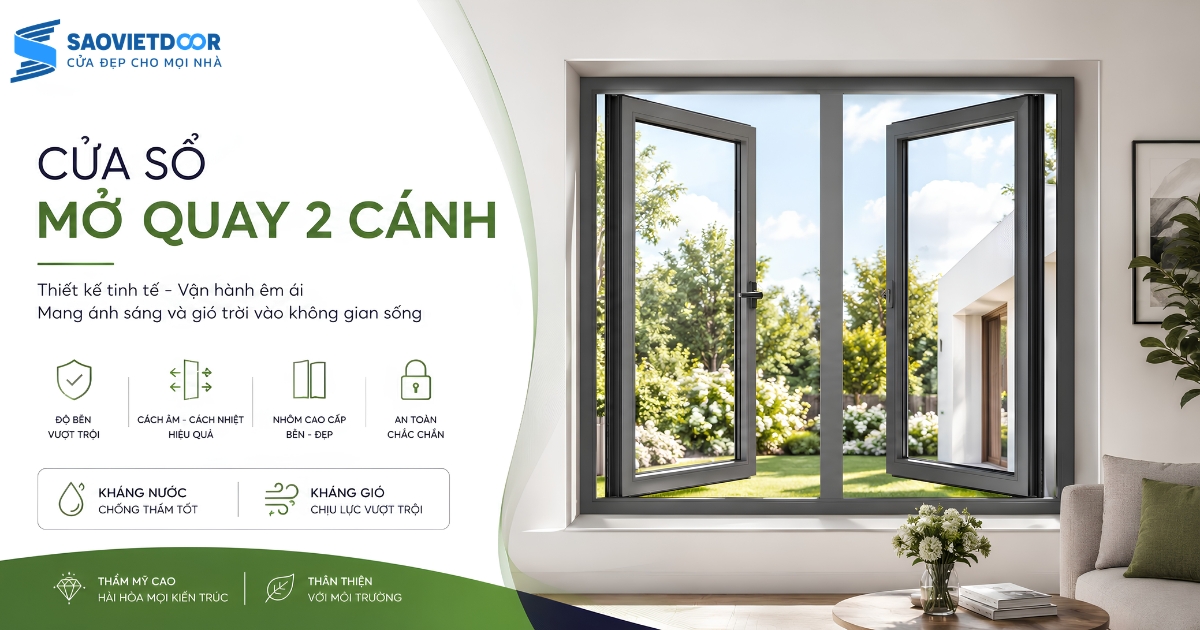 Nhôm Cầu Cách Nhiệt Alvero - Xu Hướng Kiến Tạo Không Gian Sống Chuẩn Châu Âu 14 Cửa Sổ Mở Quay 2 Cánh Alvero A-Series AR66