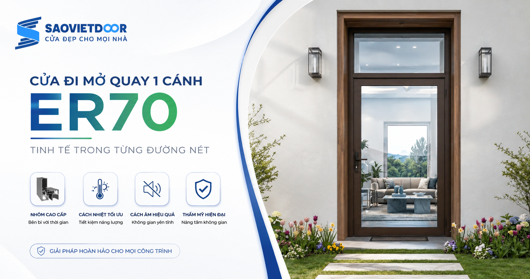 Cửa Đi Mở Quay 1 Cánh Alvero E-Series ER70