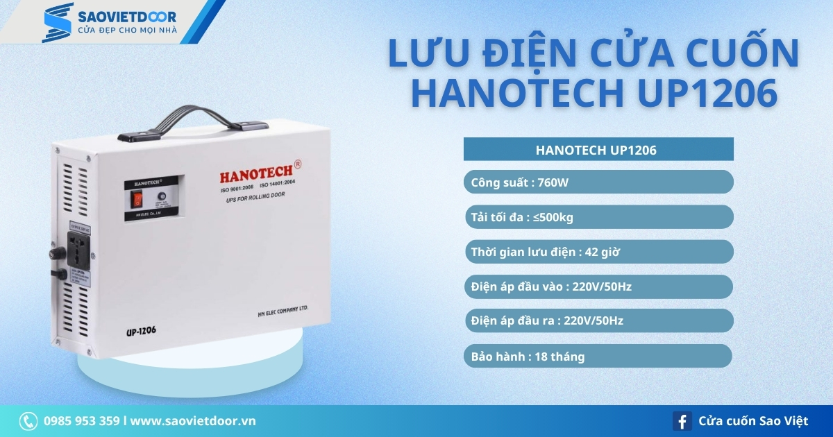 Lưu Điện Cửa Cuốn Hanotech UP1206 10 Lưu Điện Cửa Cuốn Hanotech UP1206