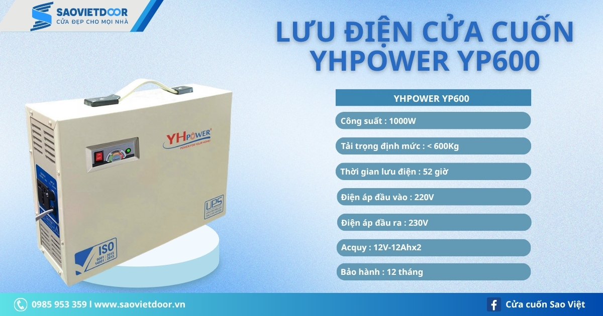 Lưu Điện Cửa Cuốn Yhpower YP600 10 Lưu Điện Cửa Cuốn Yhpower YP600