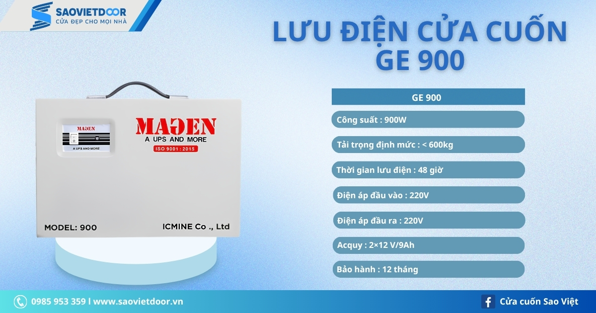 Lưu Điện Cửa Cuốn GE 900 10 Lưu Điện Cửa Cuốn GE 900