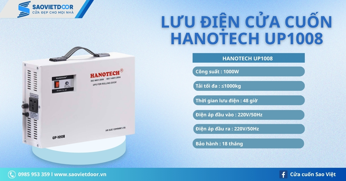 Lưu Điện Cửa Cuốn Hanotech UP1008 10 Lưu Điện Cửa Cuốn Hanotech UP1008