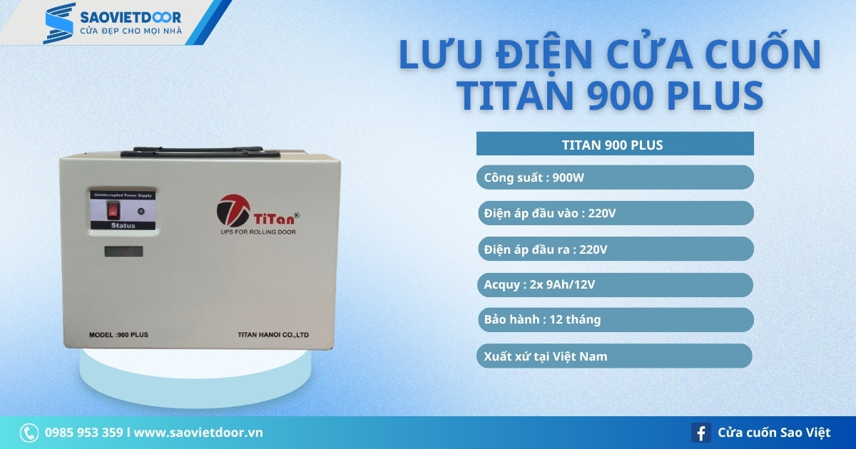 Lưu Điện Cửa Cuốn Titan 900 Plus 10 Lưu Điện Cửa Cuốn Titan 900 Plus