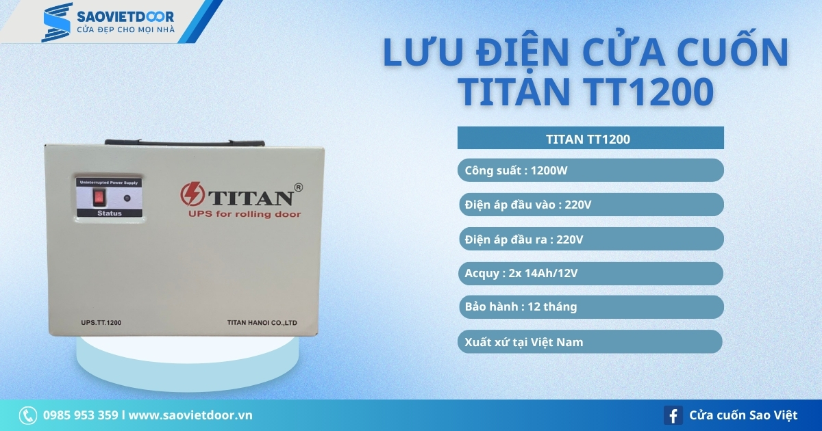 Lưu Điện Cửa Cuốn Titan TT1200 10 Lưu Điện Cửa Cuốn Titan TT1200