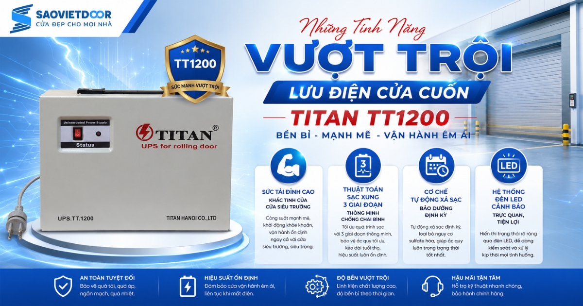 Lưu Điện Cửa Cuốn Titan TT1200 11 Những Tính Năng Vượt Trội Của Lưu Điện Cửa Cuốn Titan TT1200