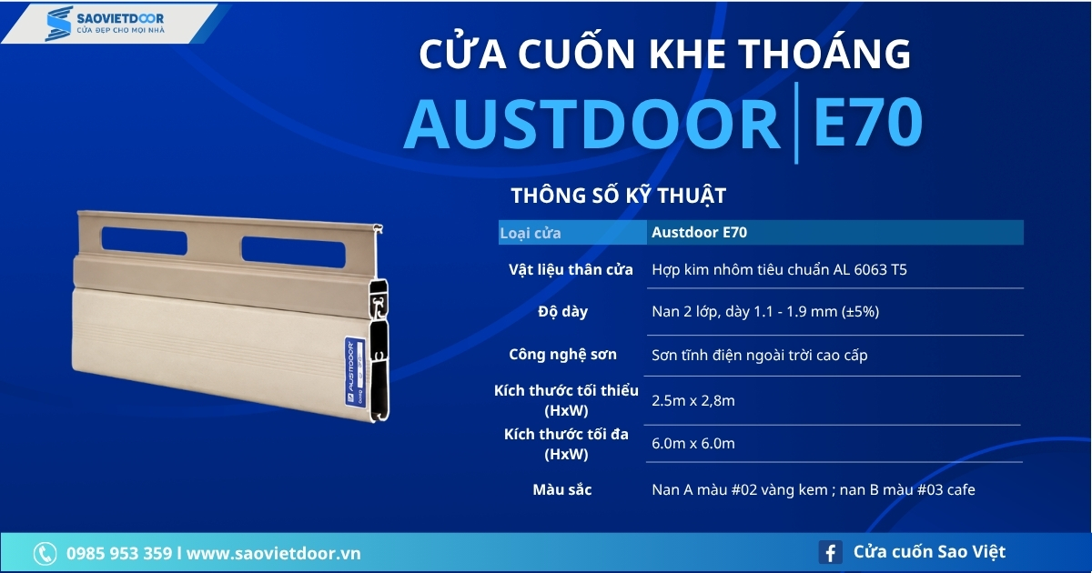 Cửa Cuốn Austdoor E70 16 Thông Số Kỹ Thuật Cửa Cuốn Austdoor E70