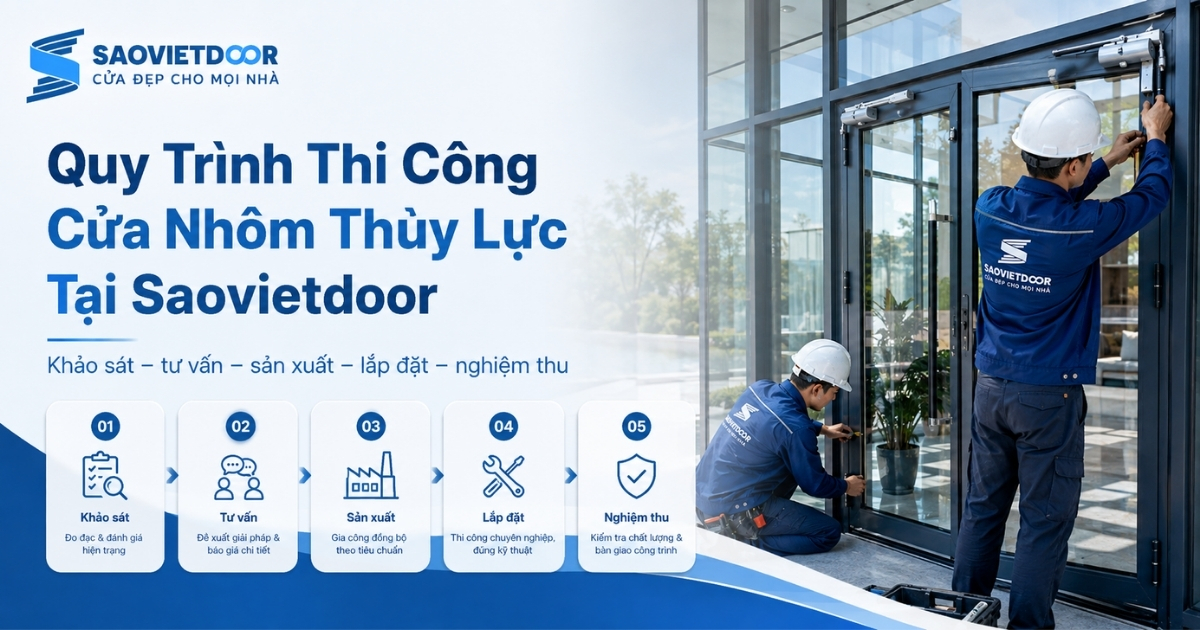 Các Công Trình Thi Công Cửa Nhôm Thủy Lực Đẹp Tại Saovietdoor 24 Quy Trình Thi Công Cửa Nhôm Thủy Lực Tại Saovietdoor