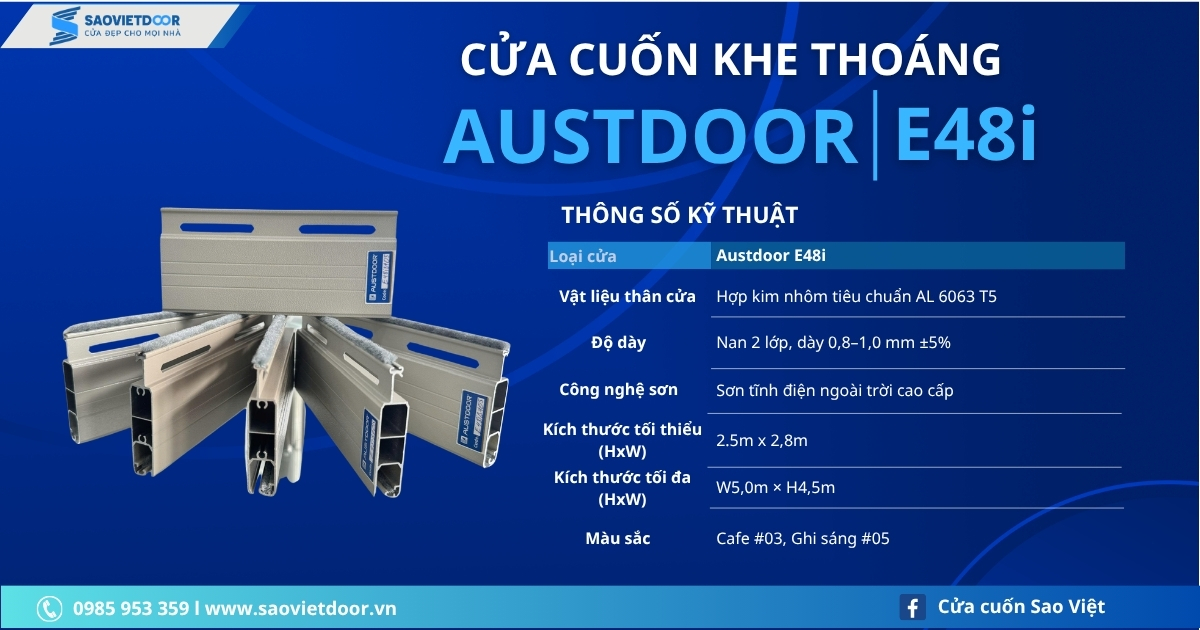 Thông Số Kỹ Thuật Cửa Cuốn Austdoor E48i