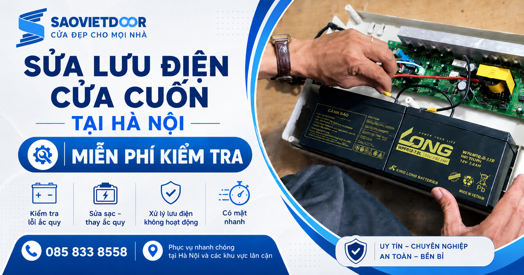 Sửa Lưu Điện Cửa Cuốn Tại Hà Nội – Kiểm Tra Đúng Lỗi Trước Khi Thay