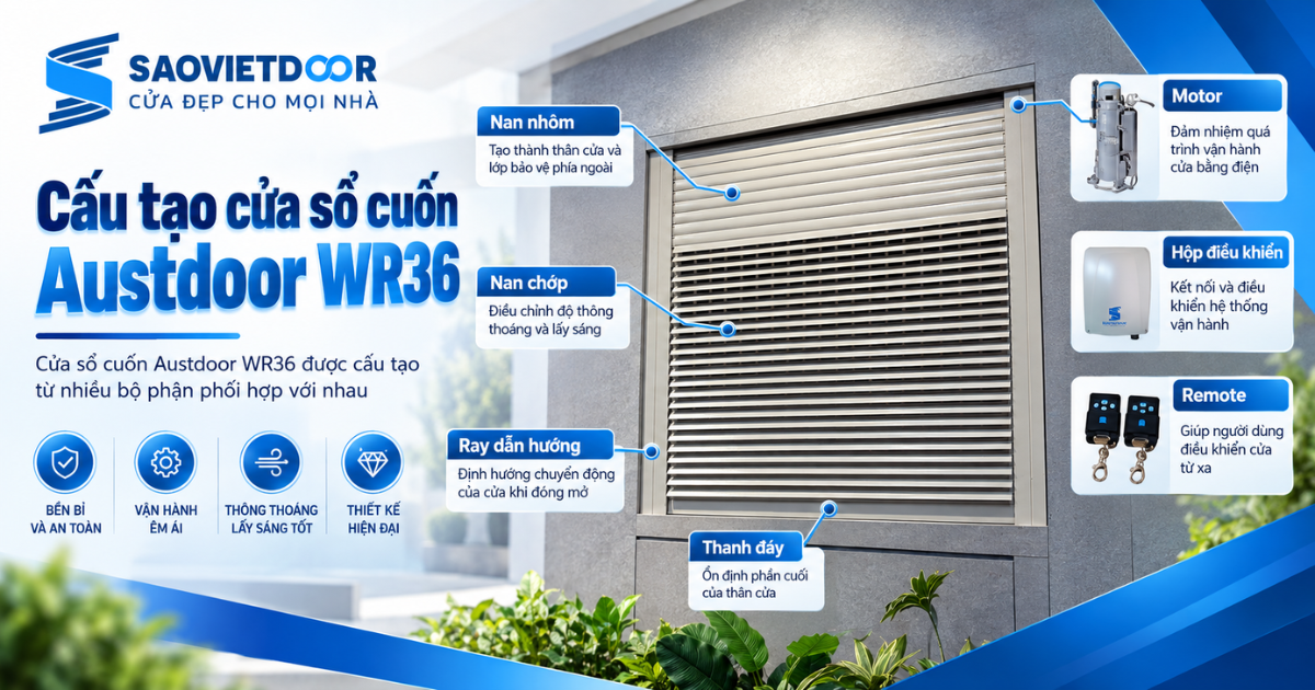 Cửa Sổ Cuốn Austdoor WR36 22 Cấu tạo cửa sổ cuốn Austdoor WR36