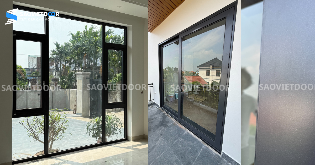 Công Trình Nhà Ở Tại Khoái Châu Với Cửa Nhôm Kính, Cửa Composite Và Cầu Thang Kính 12 Cửa nhôm kính Xingfa nhập khẩu