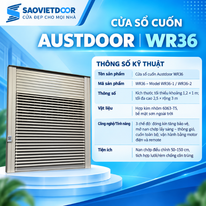 Cửa Sổ Cuốn Austdoor WR36 12 Cửa sổ cuốn Austdoor WR36