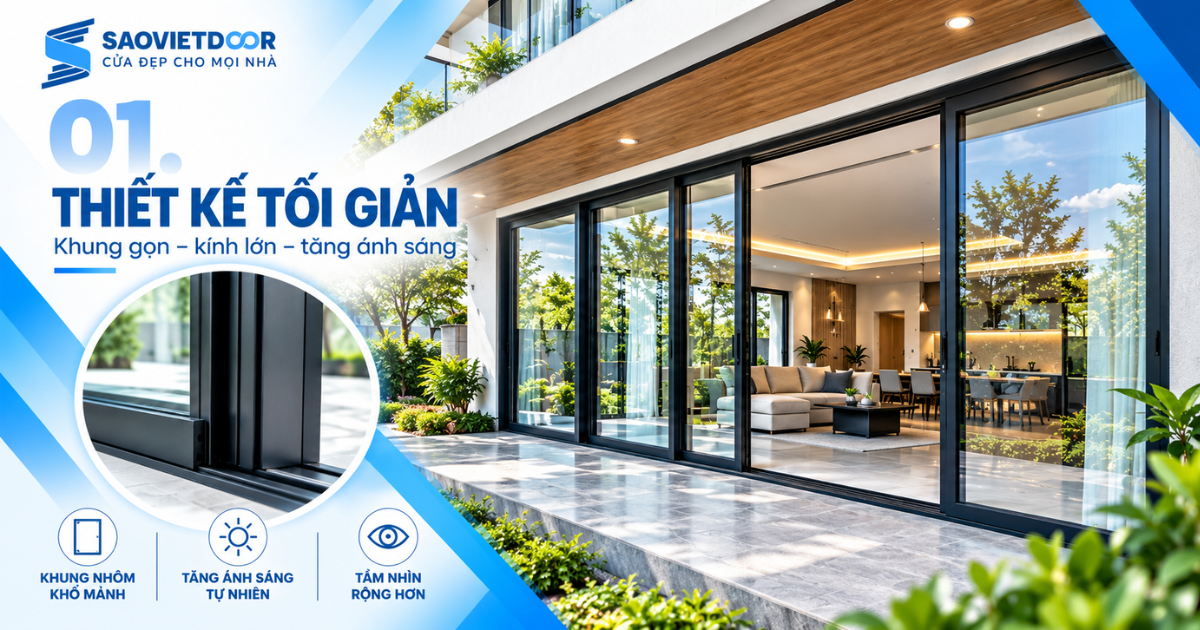 Xu hướng cửa nhôm kính 2026: Người xây nhà đang quan tâm điều gì? 13 Thiết kế tối giản cho xu hướng cửa nhôm