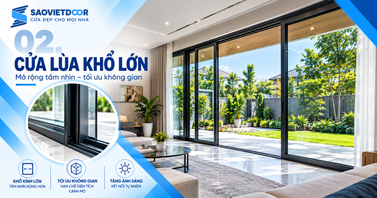 Xu hướng cửa nhôm kính 2026: Người xây nhà đang quan tâm điều gì? 14 Cửa lùa và những mảng kính lớn