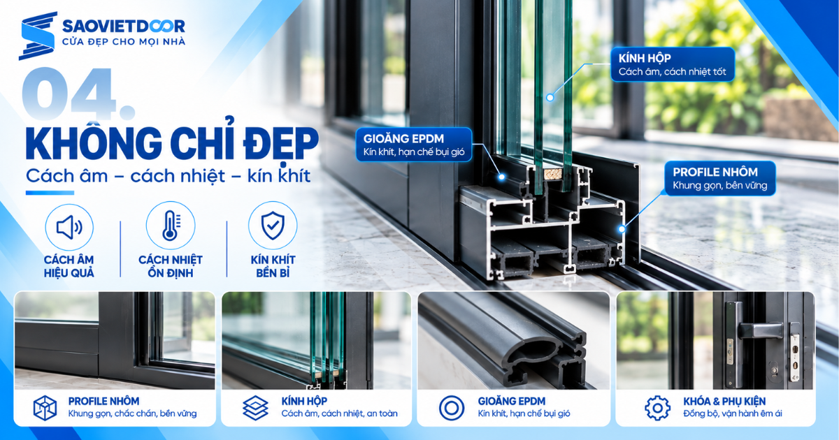 Xu hướng cửa nhôm kính 2026: Người xây nhà đang quan tâm điều gì? 16 Khả năng cách âm, cách nhiệt ngày càng đáng chú ý