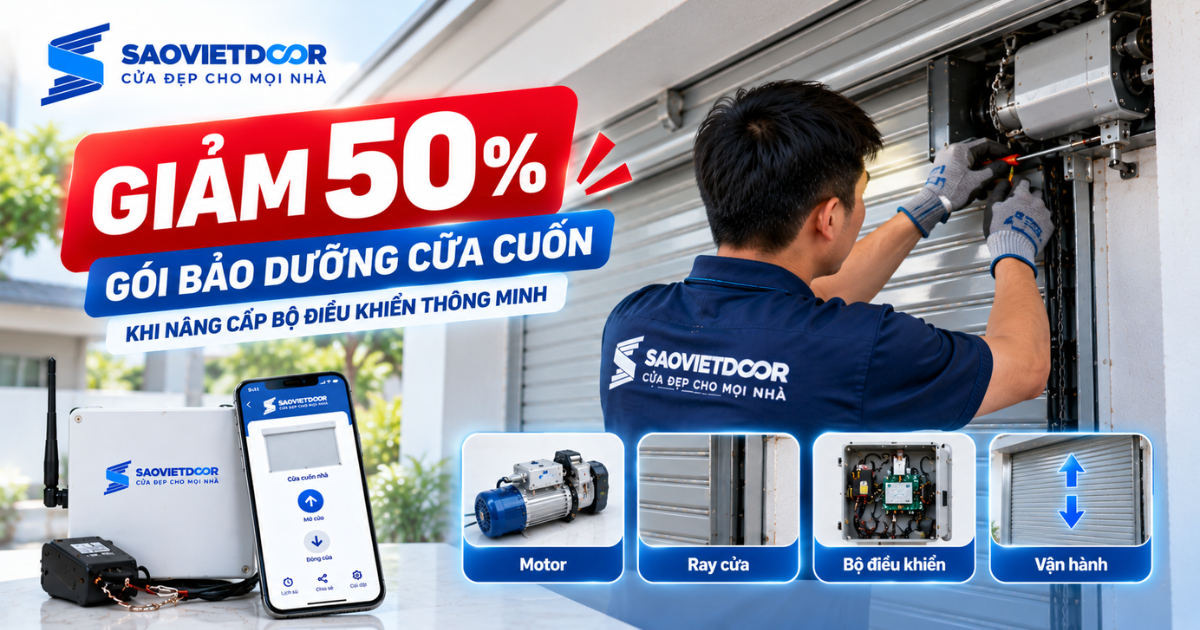 Thu cũ đổi mới – Bộ điều khiển cửa cuốn bằng điện thoại 11 Giảm 50% gói baỏ dưỡng cửa cuốn